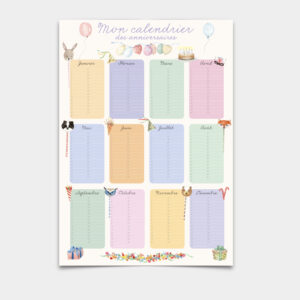 calendrier perpétuel TétrasLire, pour noter les fêtes et anniversaires. illustrations Sylvie Pélissier